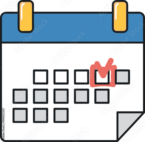 Colorful calendar with marked date.