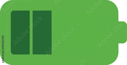 Green battery icon showing charge level technology symbol power indicator empty energy source illustration on transparent background vector