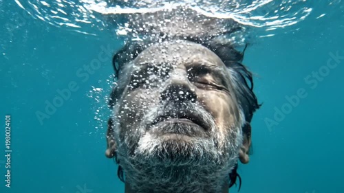 Man Swimming Underwater in a Collage of Three Frames