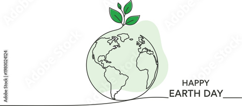 Earth day concept globe sprouting green leaves sustainable future illustration
