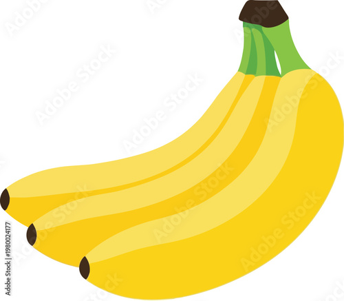 Bunch of yellow bananas with green stems on transparent background vector art