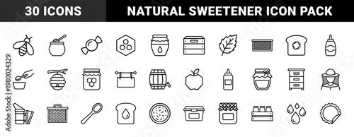 Organic honey and beekeeping minimalist outline icon set