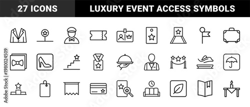 Honored guest and vip services line art icons