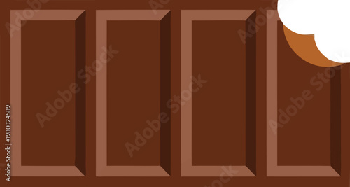 Chocolate bar with bite mark missing pieces isolated on transparent background, snack food