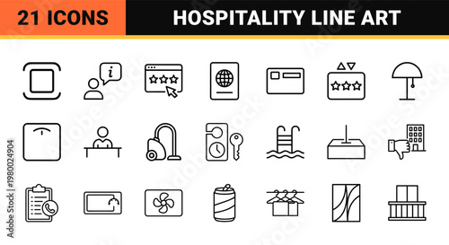 Minimalist hotel and hospitality outline icons