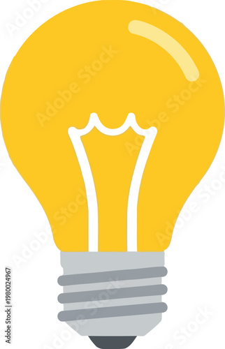 Yellow light bulb symbolizing idea innovation and creativity with energy and invention bright concept clear
