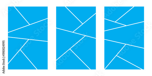 Image collage layout template. Blue mosaic mood board grid collection. Photo frame set. Photo album ideas for banners, posters, comic pages, flyers, brochures, booklets, memory