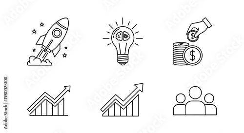 Business Finance Growth Investment Icons.