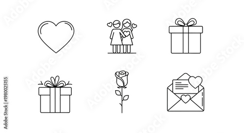 Obraz na plátně Valentines Day Love Symbols Icons.