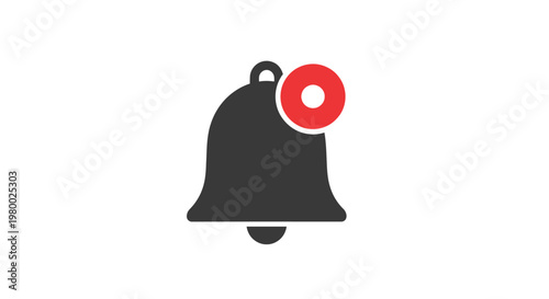 Notification Bell Icon With Red Alert.