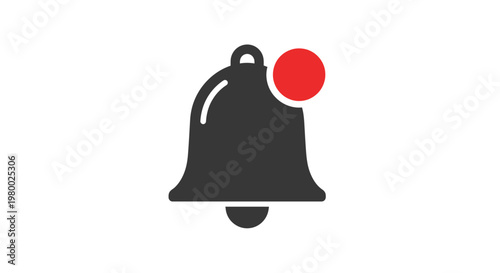 Notification Bell Icon With Red Alert.