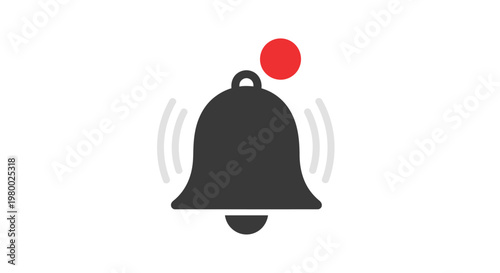 Notification Bell Icon With Red Alert.