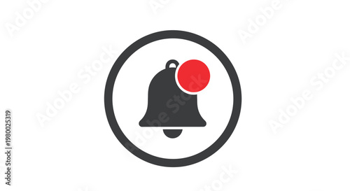 Notification Bell Icon With Red Alert.