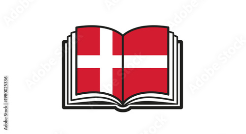 Open book with Danish flag.