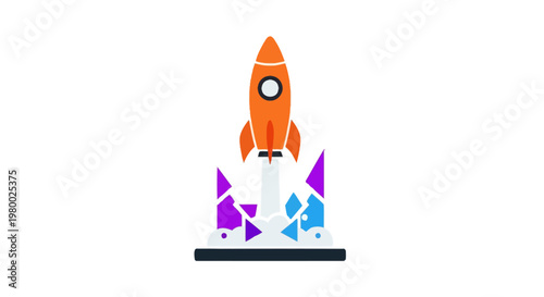 Orange Rocket Ship Launching High.