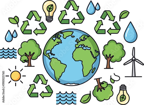 Protecting our planet a colorful illustration of environmental sustainability