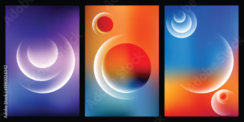 A vibrant digital artwork featuring colorful abstract shapes and glowing orbs on a sleek background