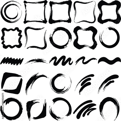 Traditional Japanese Sumi-e Ink Brush Frame and Enso Circle Variety Set