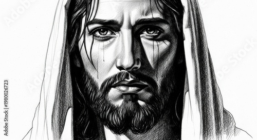 Jesus Christ portrait pencil drawing
