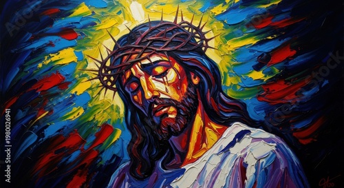 Jesus Christ with Crown of Thorns Oil Painting