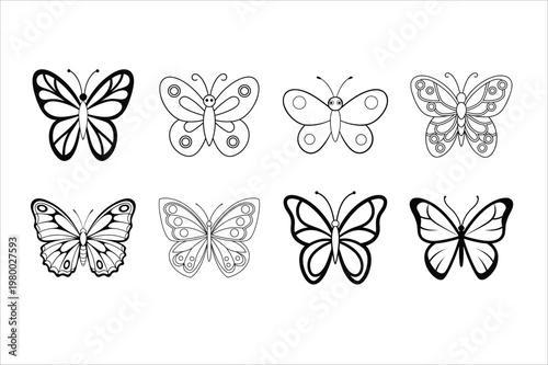 Butterfly color page vector illustration