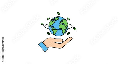 Hand Holding Green Earth Globe.