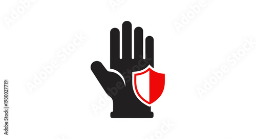 Hand with shield protection symbol icon.
