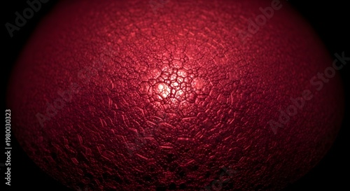 Abstract Red Foam Bubbles Texture with Glowing Center on Dark Background