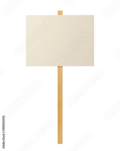 Картината върху платно Blank white placard on wooden stick isolated