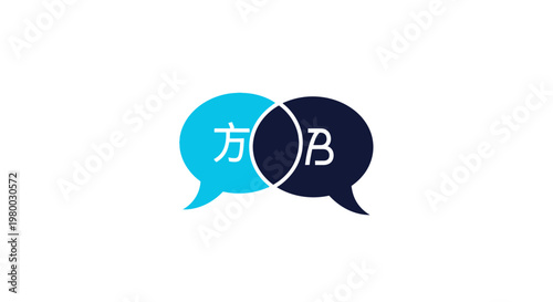 Speech bubbles with letters and symbols.