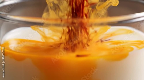 Saffron Droplets in Milk Over Time