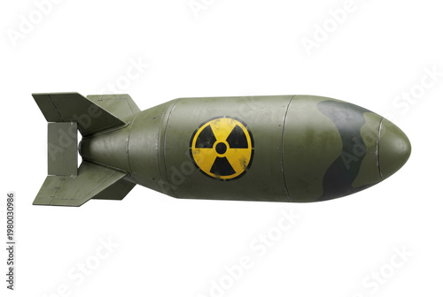 Bild auf Leinwand Green nuclear bomb with camouflage isolated