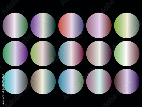 Collection of 15 shiny gradient colorful balls