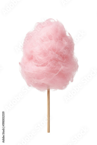 Foto Pink cotton candy on stick isolated. Sweet carnival treat mockup.