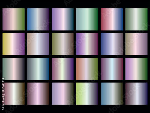 A vibrant grid of 25 shiny colorful squares on a with various hues