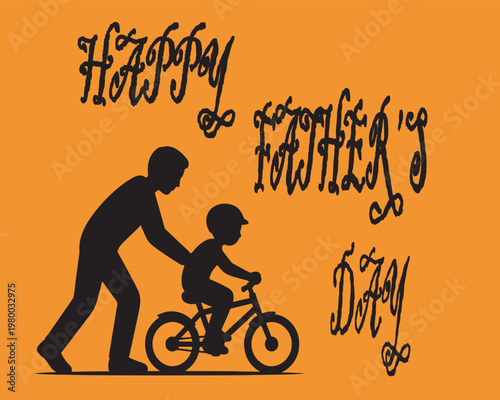 Happy Father's Day greeting card, banner, poster or flyer design with flying origami hearts over clouds with air balloons, paper mustache, glasses and bow tie. Paper art, digital craft style.