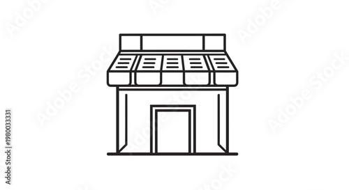 Simple line drawing of a kiosk.