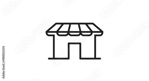 Simple line drawing of a kiosk.