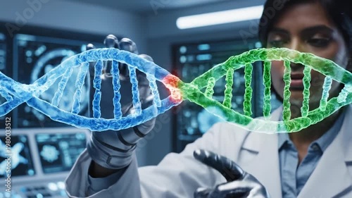 Scientist Analyzing DNA Strand in Laboratory