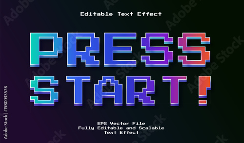 8-Bit Retro Gaming Press Start Pixel Art Editable Text Effect for Arcade UI and Esports Design