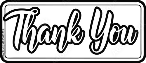Thank You Typography Lettering Design. Thank You Text Calligraphy Style Design. Thank You Lettering Art Illustration. Thank You Script Text Design Concept. Thank You Message Typography Style.