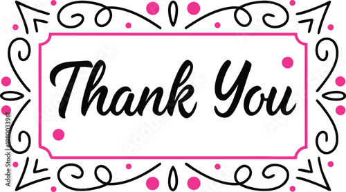 Thank You Typography Lettering Design. Thank You Text Calligraphy Style Design. Thank You Lettering Art Illustration. Thank You Script Text Design Concept. Thank You Message Typography Style.