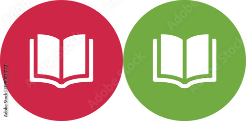 Open book icons featuring bright circular shapes for educational websites and academic library navigation user interfaces