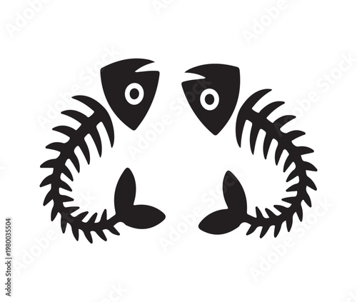 Fish bone vector set fish skeleton icons isolated on white background symbol design