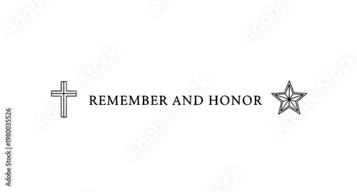 A minimalist vector graphic design with a cross and star symbols