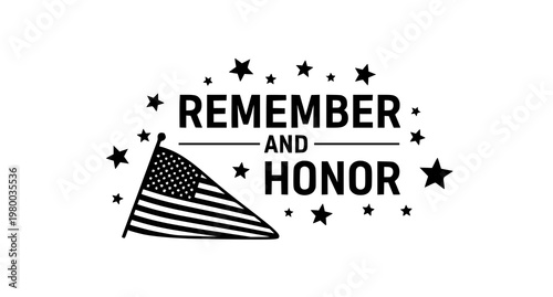 A patriotic vector graphic illustration of an American flag and text