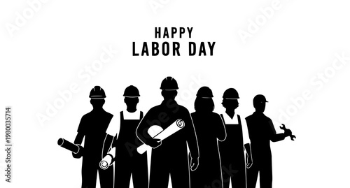Schilderij op canvas A vector graphic illustration of workers celebrating Labor Day