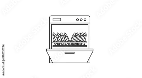 Dishwasher with dishes inside open.