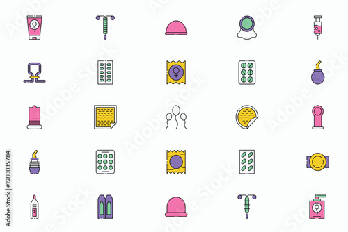 Contraception and Birth Control Icon Set