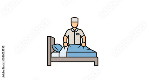 Doctor standing beside hospital bed.